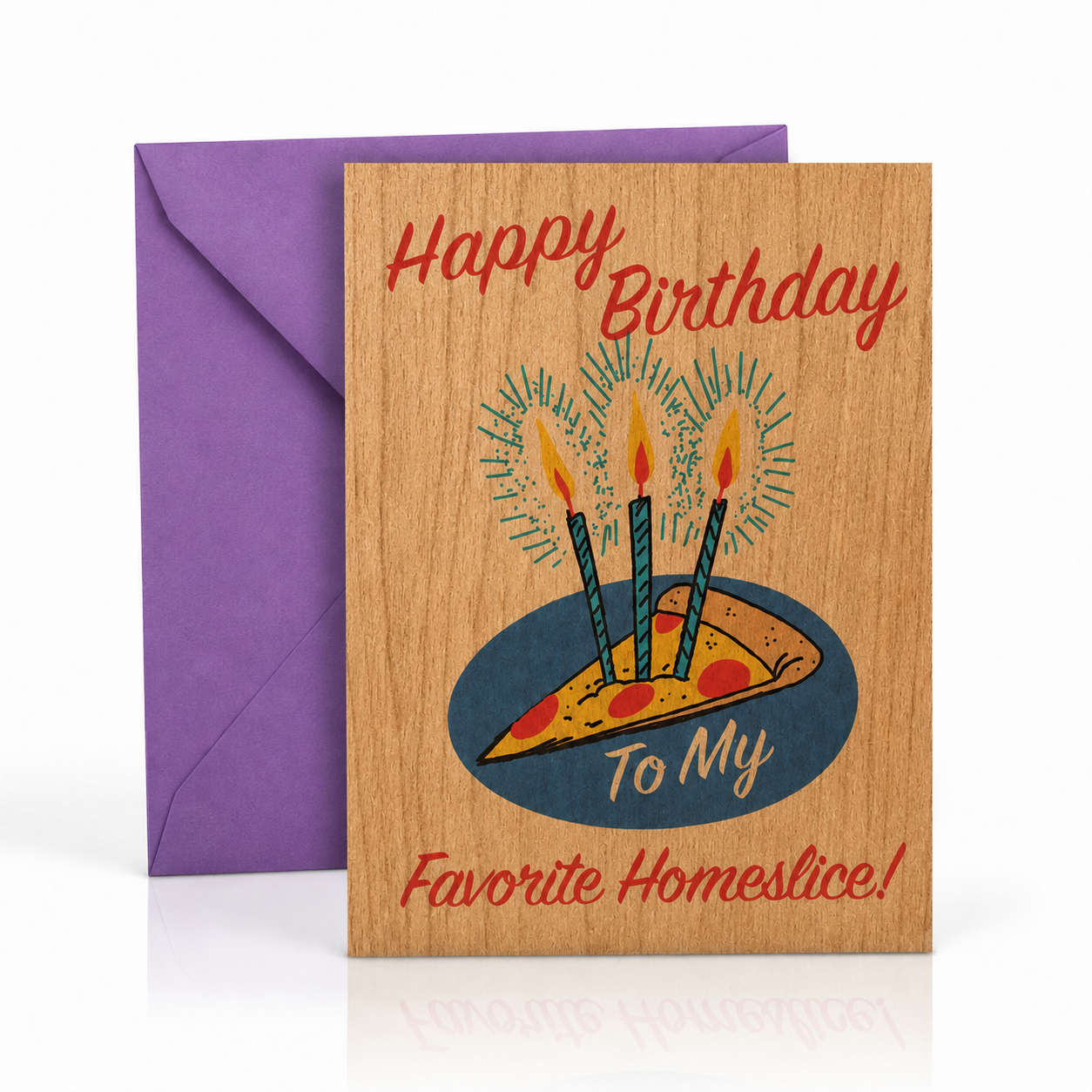 Wood Folding Card - Homeslice Pizza Birthday