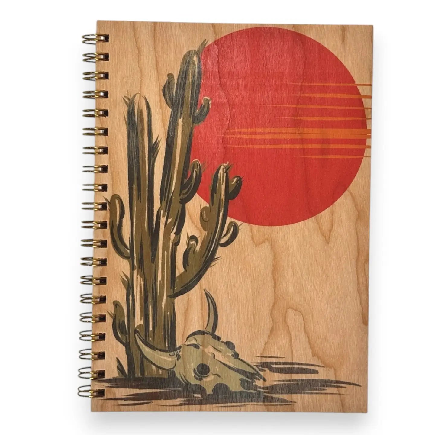 Wood Notebook Desert Skull