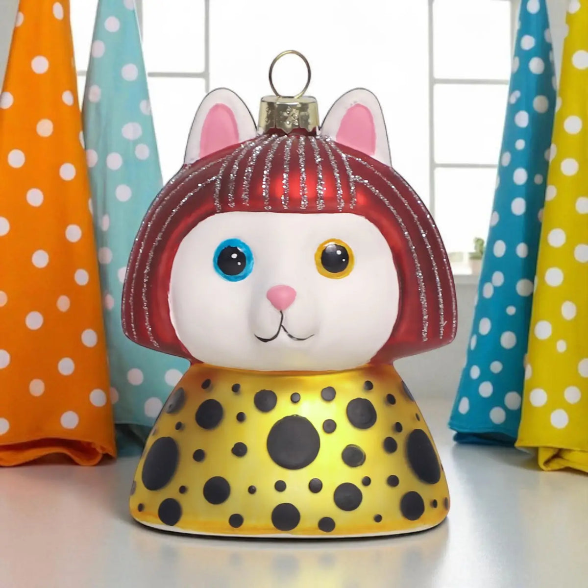 Yayoi Kusameow White Cat Ornament