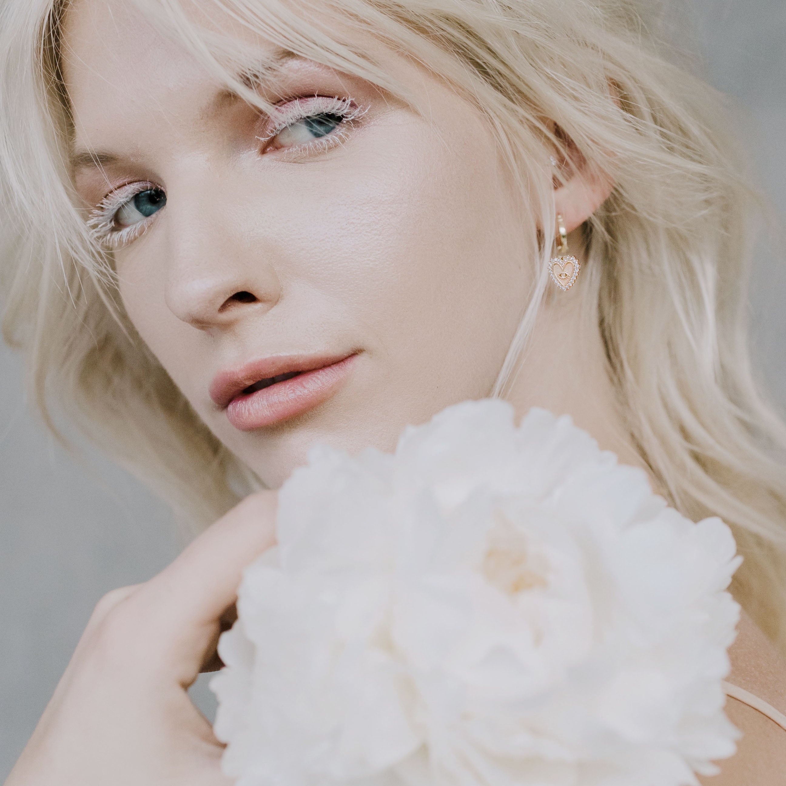 Eye Heart You Gold Huggie Earrings