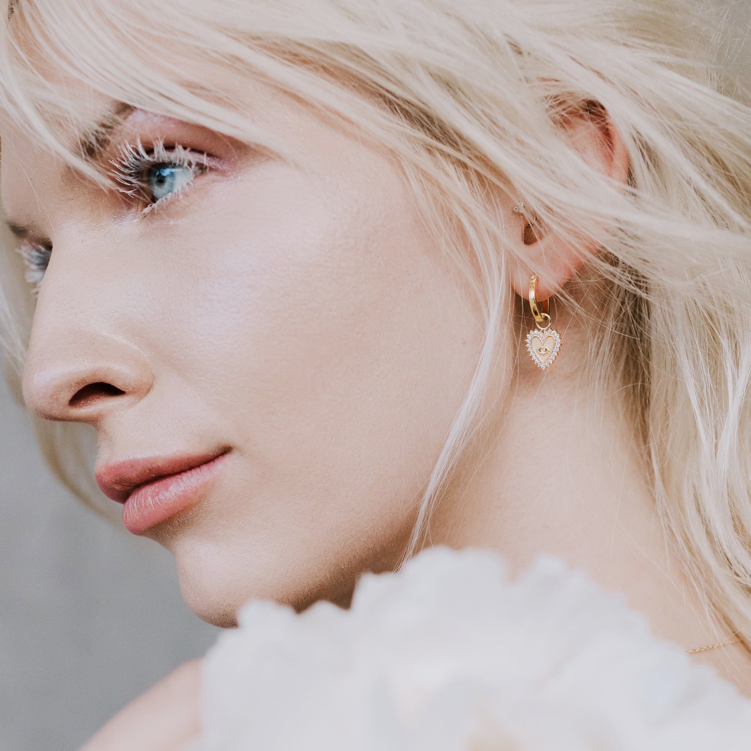 Eye Heart You Gold Huggie Earrings