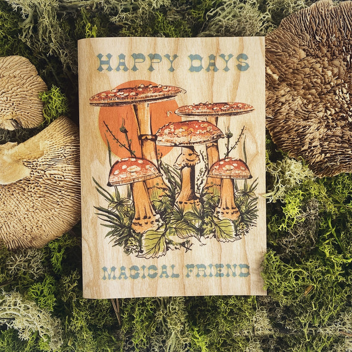 Wood Card Folding Magical Mushrooms Friend