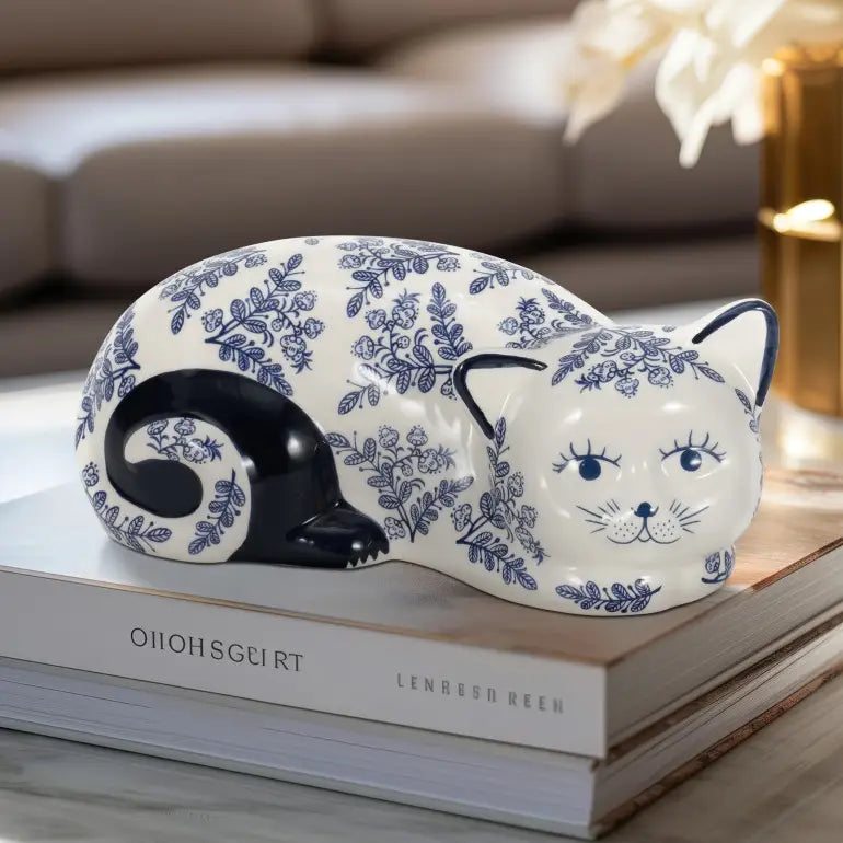 Chinoiserie Sleeping Cat Figurine