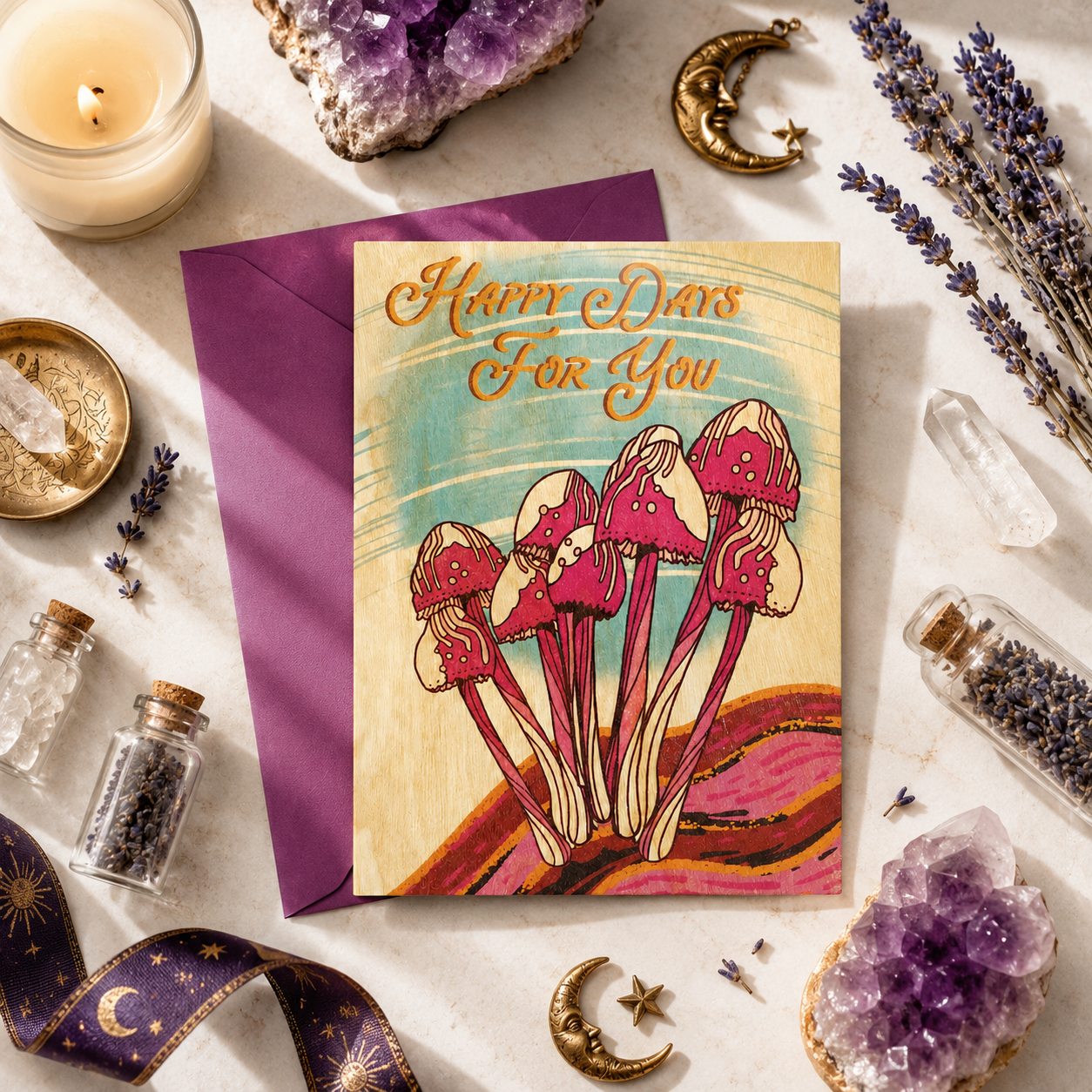 Wood Folding Card - Happy Mushroom Days For You