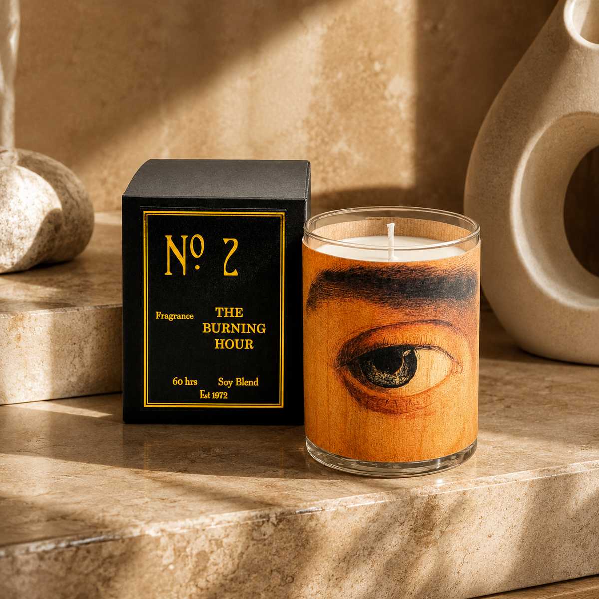 No 1 The Burning Hour Wood Wrapped Candle