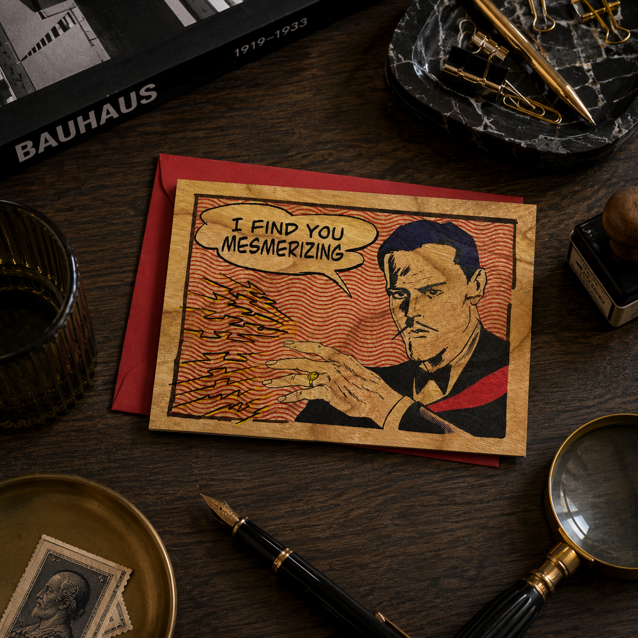 Wood Folding Card - I Find You Mesmerizing