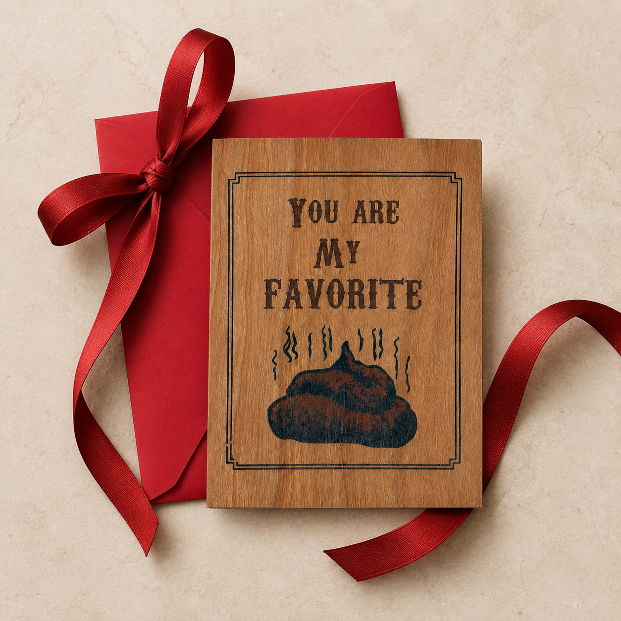 Wood Folding Card - Turd