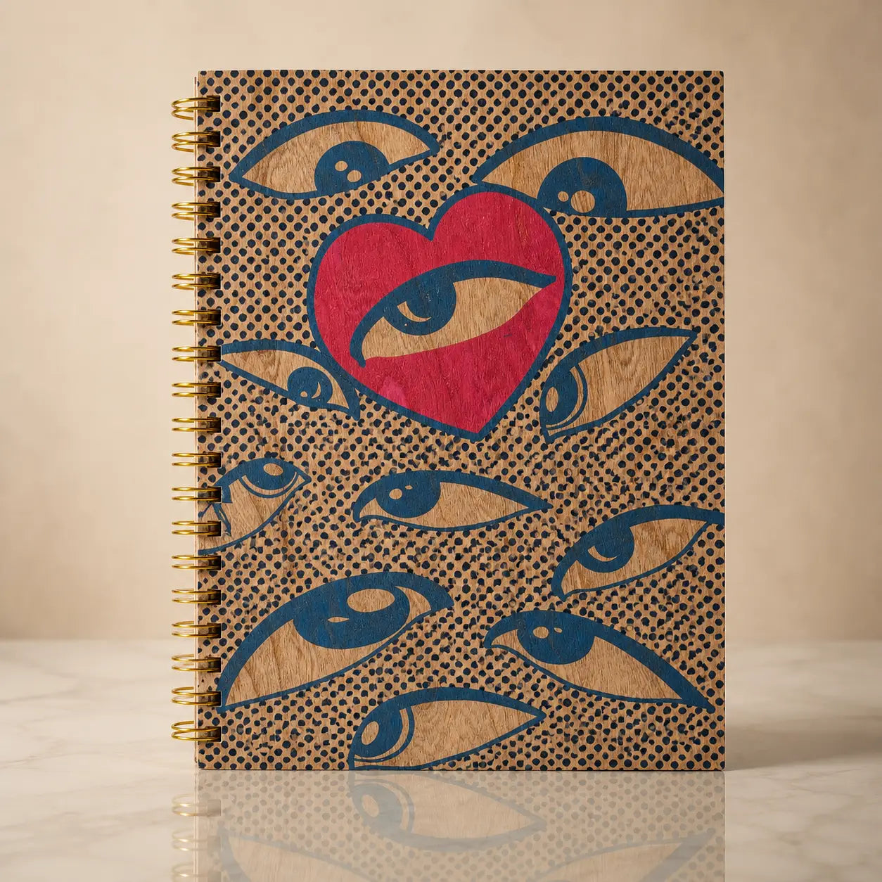 Wood Notebook Eye Heart U