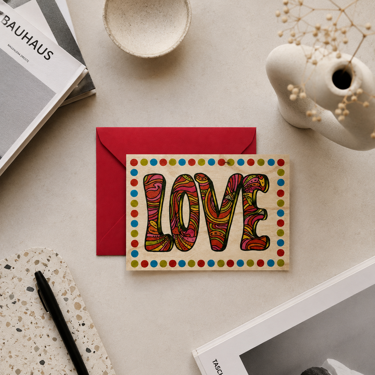 Wood Folding Card - Groovy Love