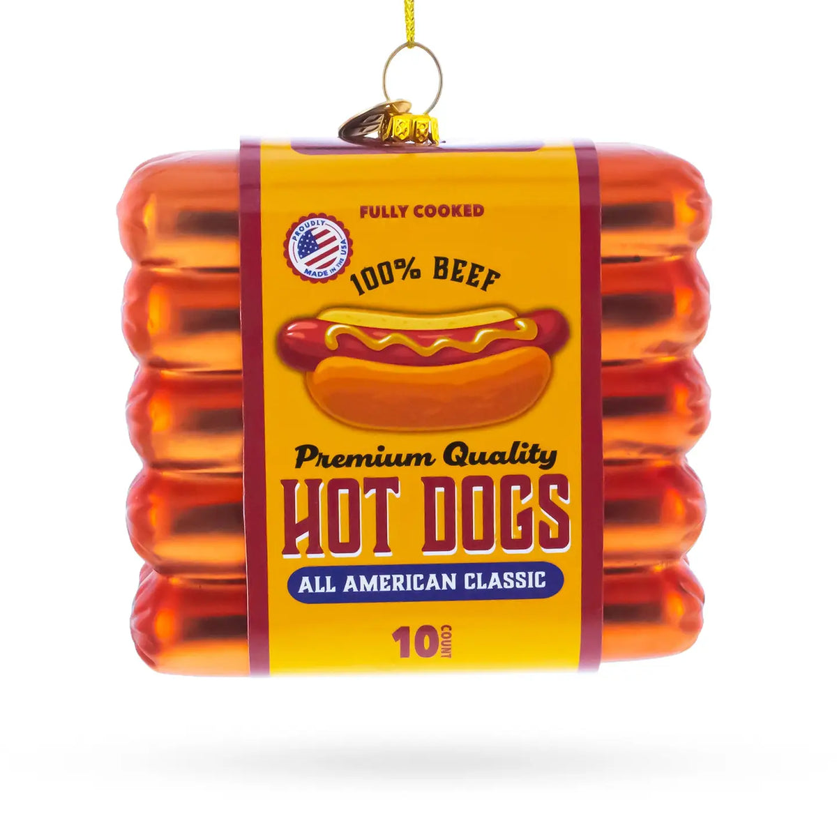 Hot Dogs Pack Glass Ornament
