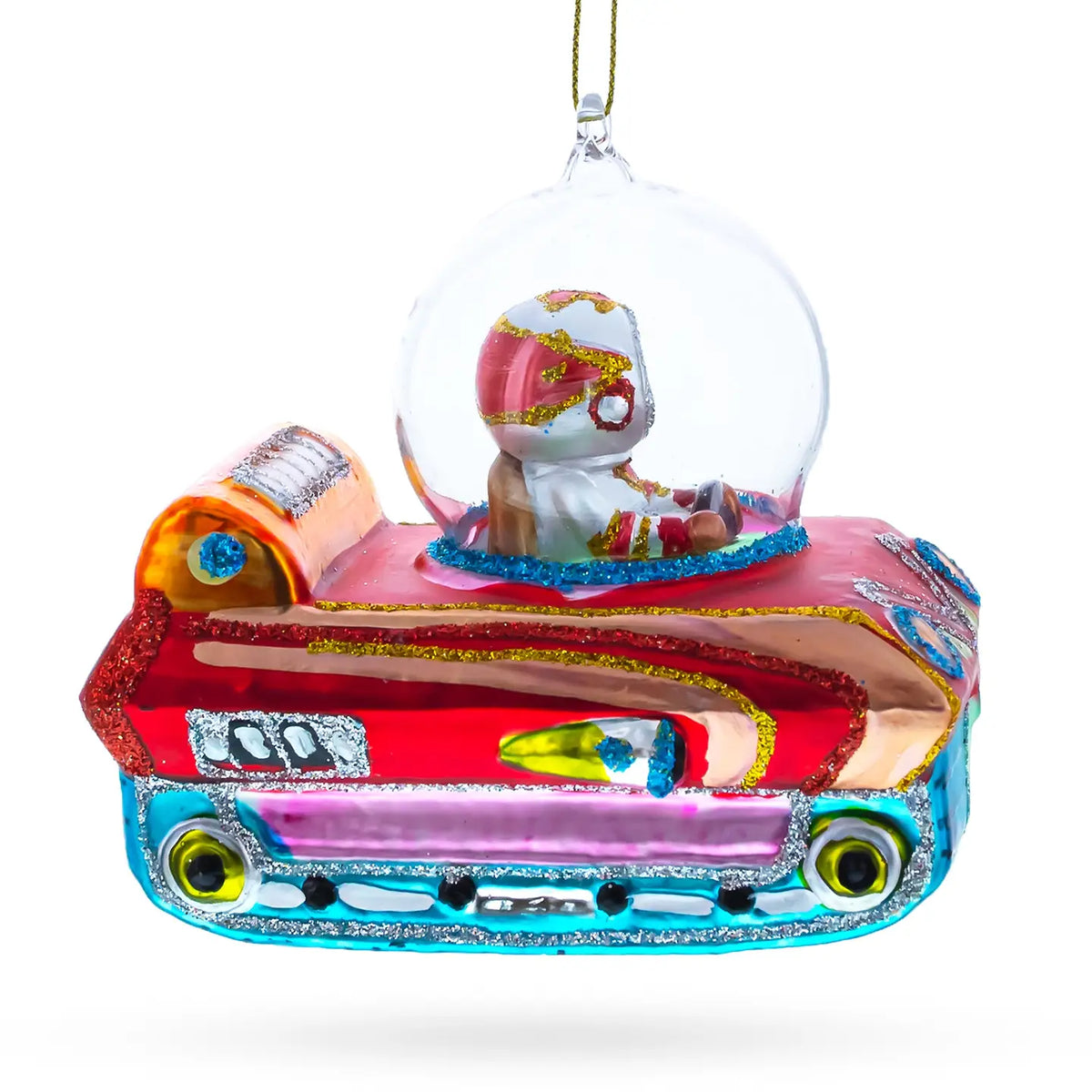 Astronaut in Space Vehicle Glass Ornament