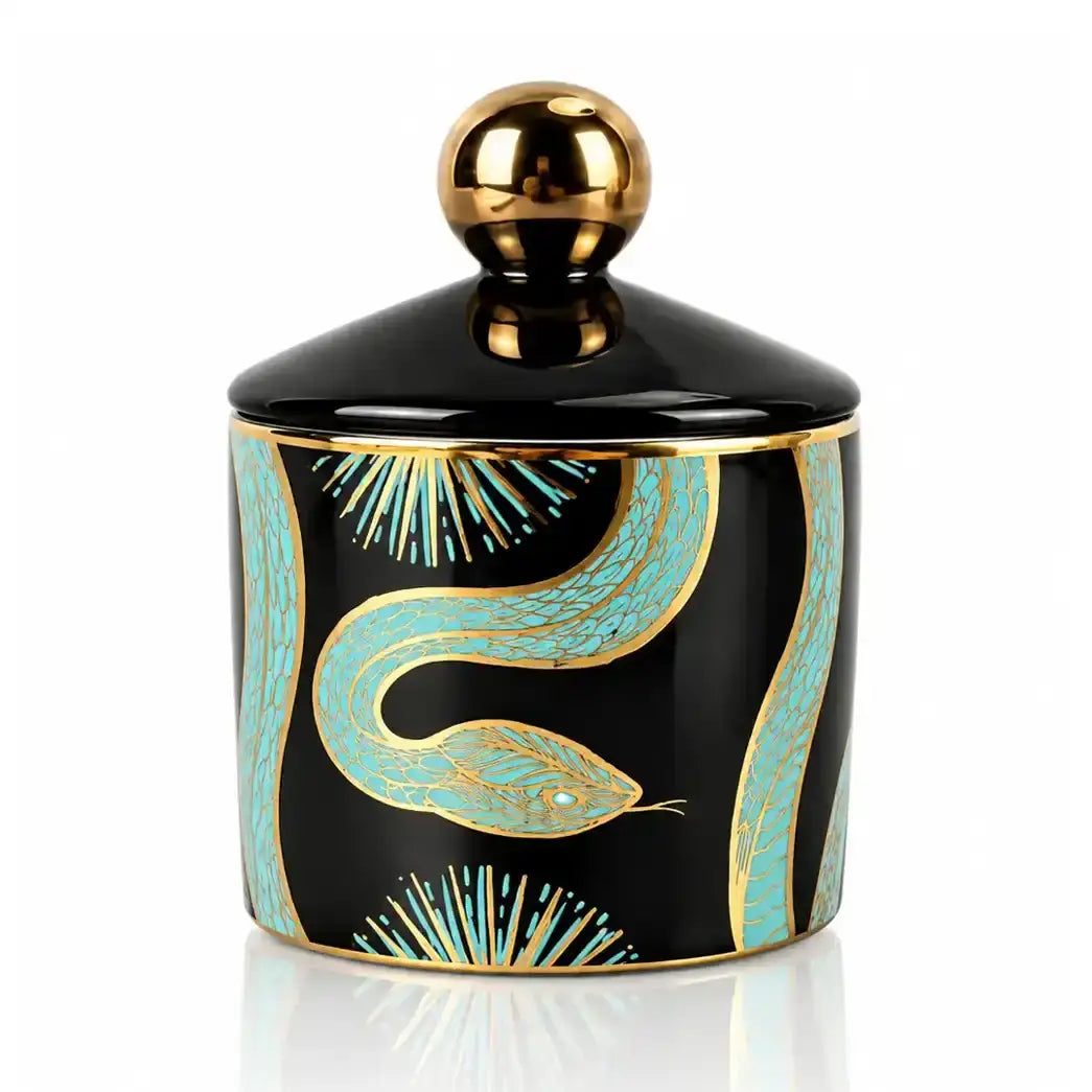 Ceramic Lidded Jar - Golden Age Serpent