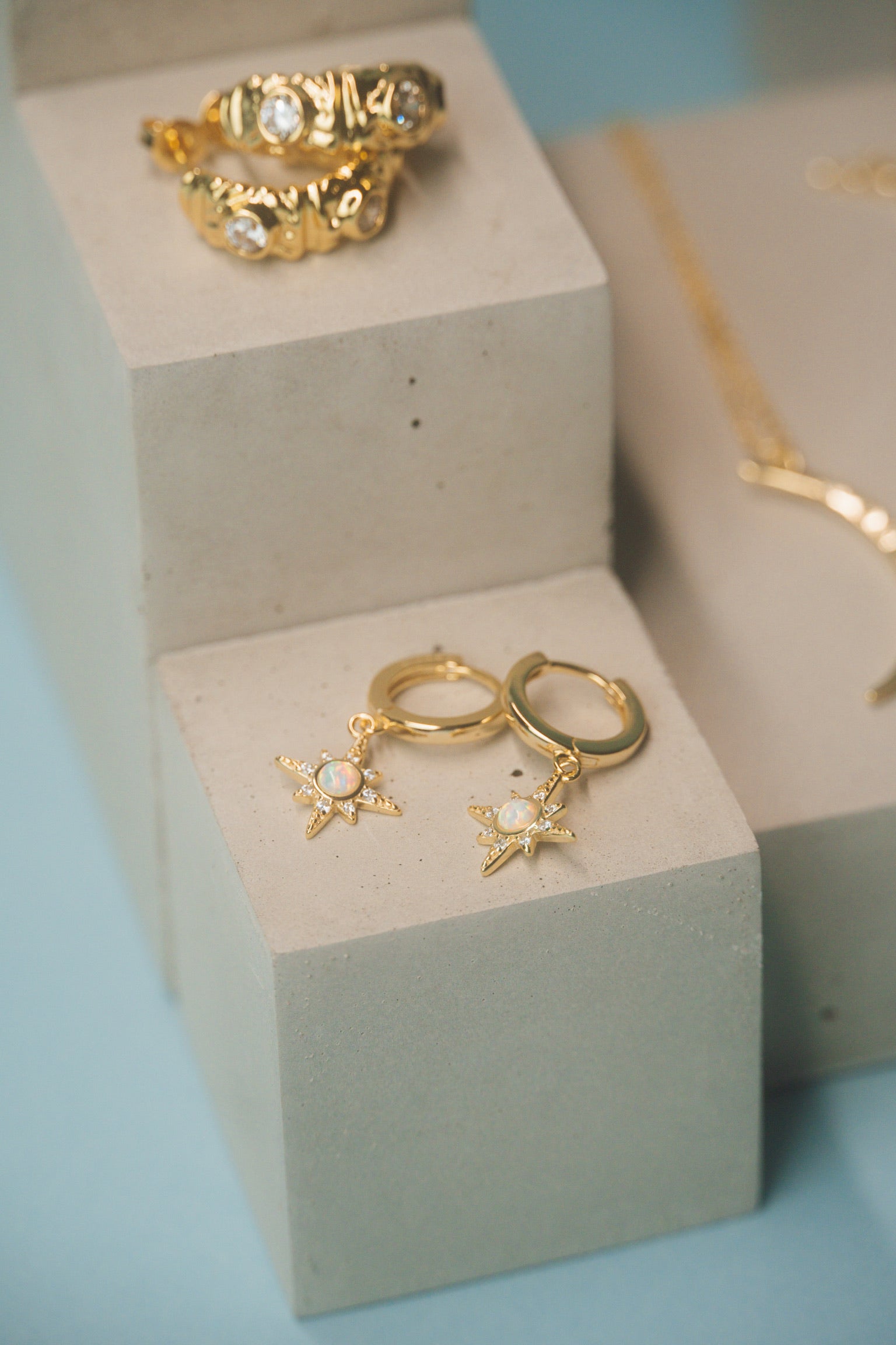 Luminara Opal Star Hoops