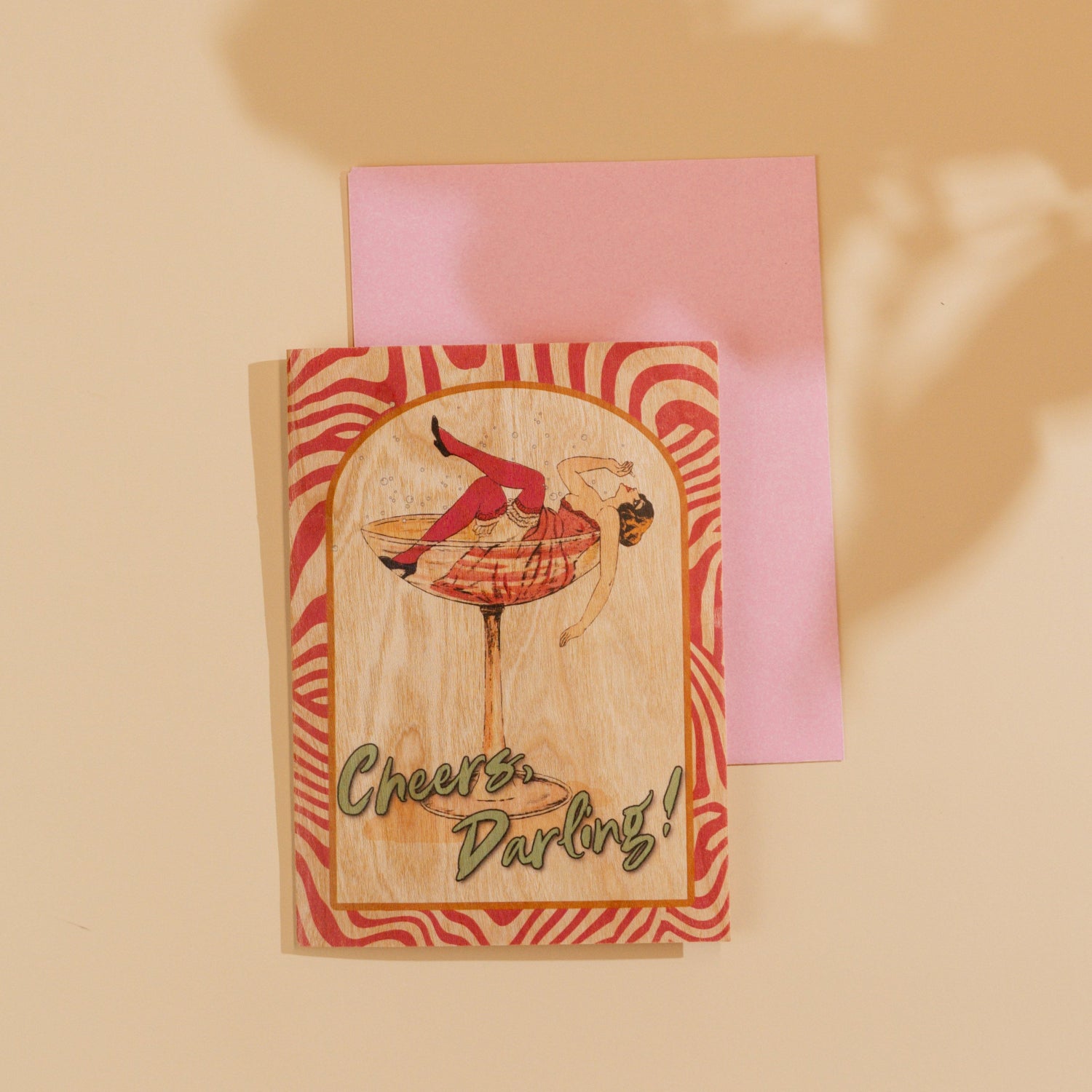 Wood Folding Card - Cheers Darling