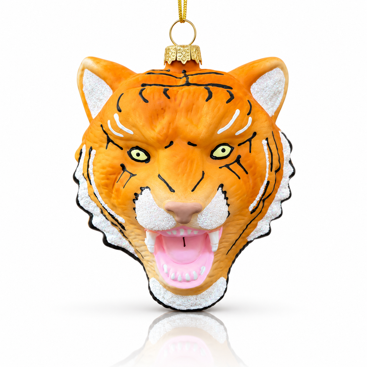 Raging Tiger Glass Ornament