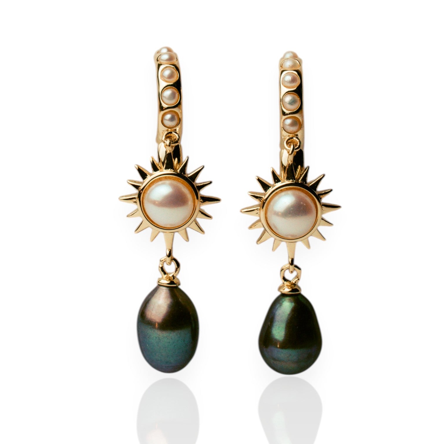 Solar Pearl Midnight Drop Earrings