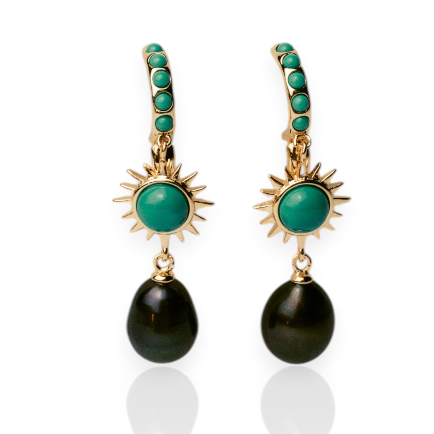 Solar Turquoise Midnight Drop Earrings