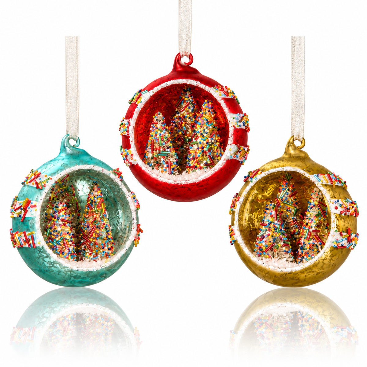 Sprinkles Tree Diorama Glass Ornaments