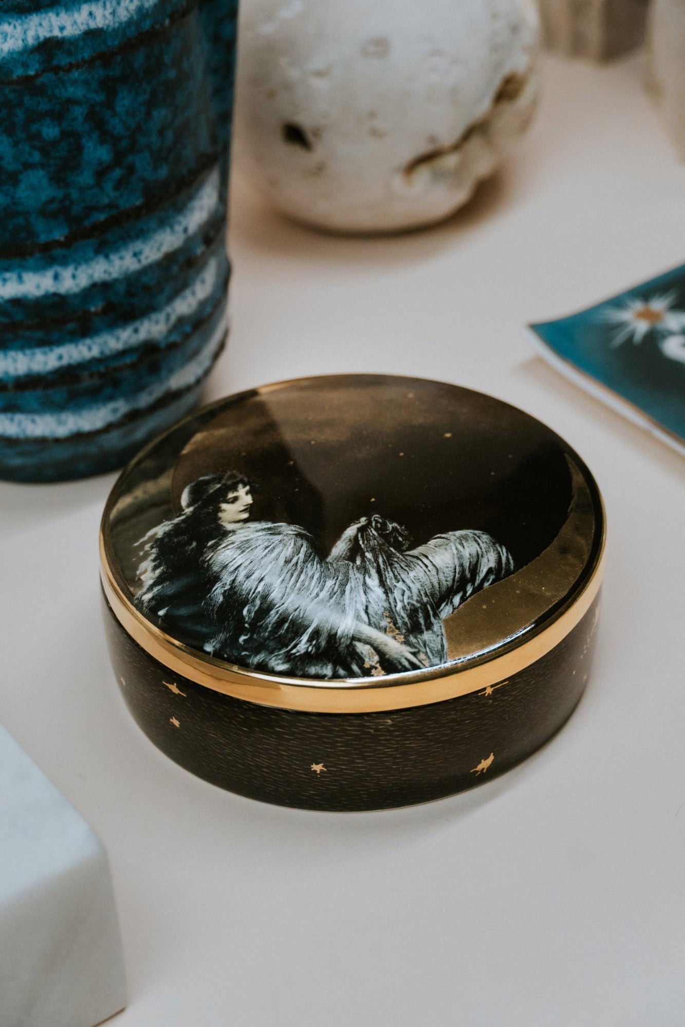 Ceramic Trinket Box - Moon Angel
