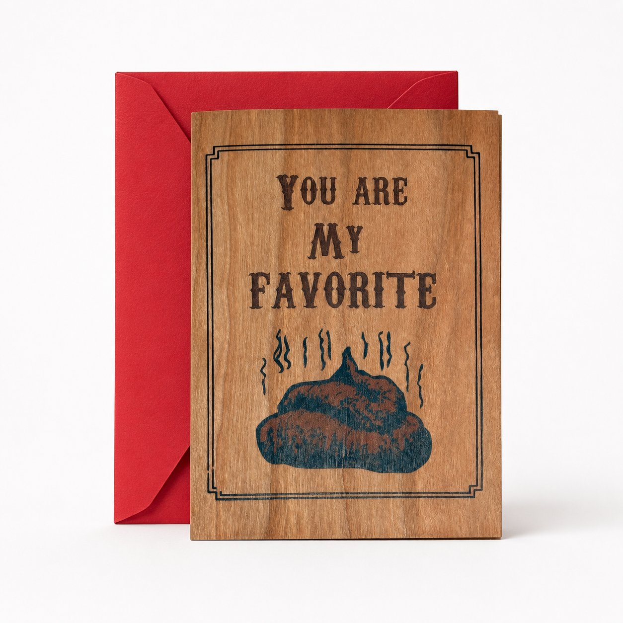 Wood Folding Card - Turd