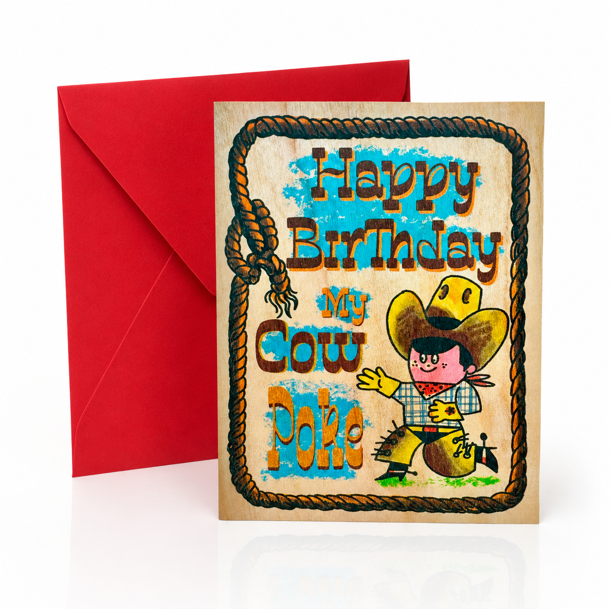 Wood Folding Card - Baby Cowboy