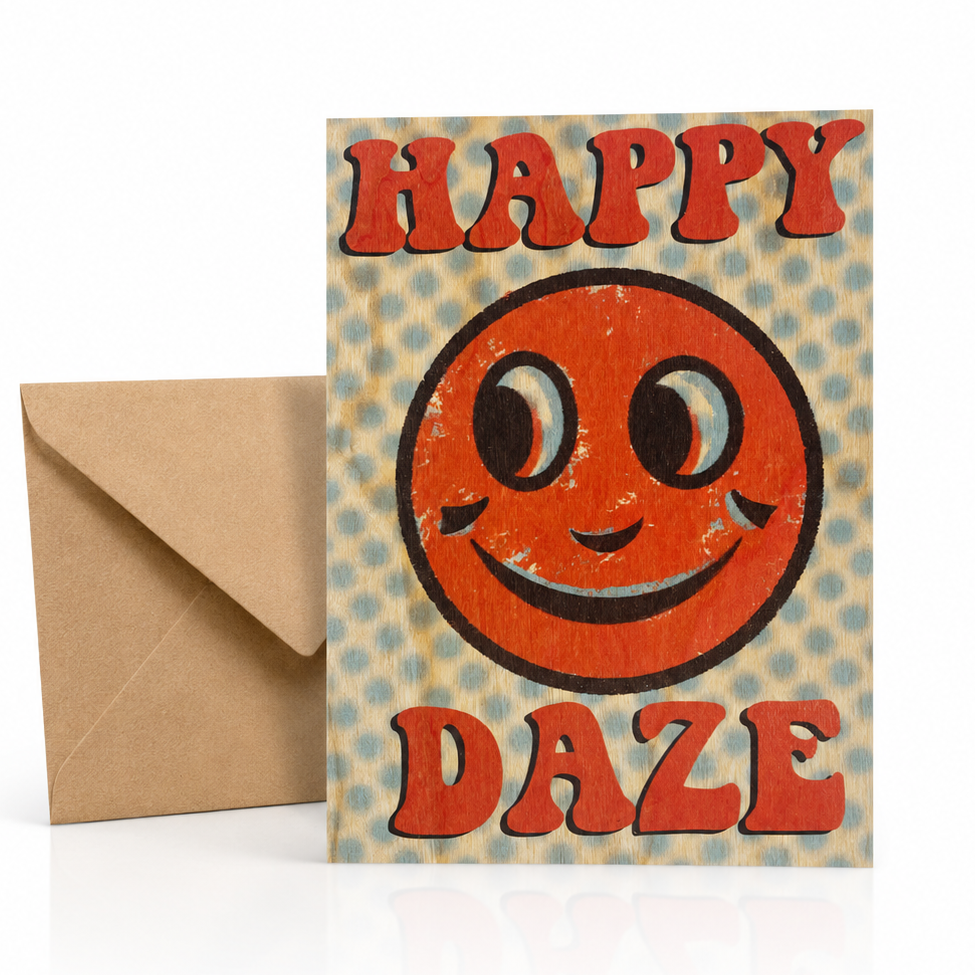 Wood Folding Card - Happy Daze