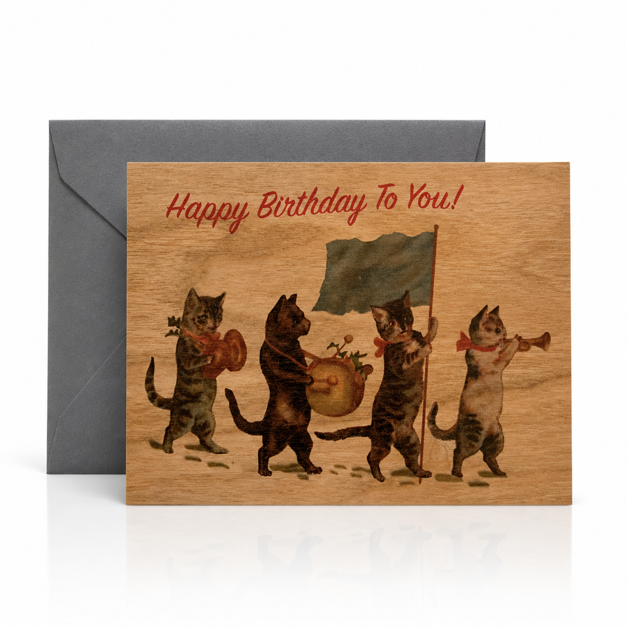 Wood Folding Card - Kitty Parade