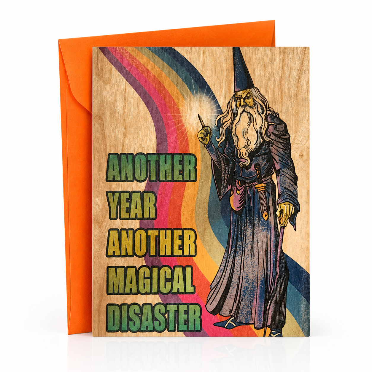 Wood Folding Card Magical Disaster Wizard