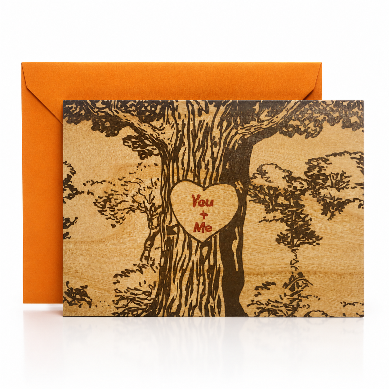 Wood Folding Card - Romantic You + Me