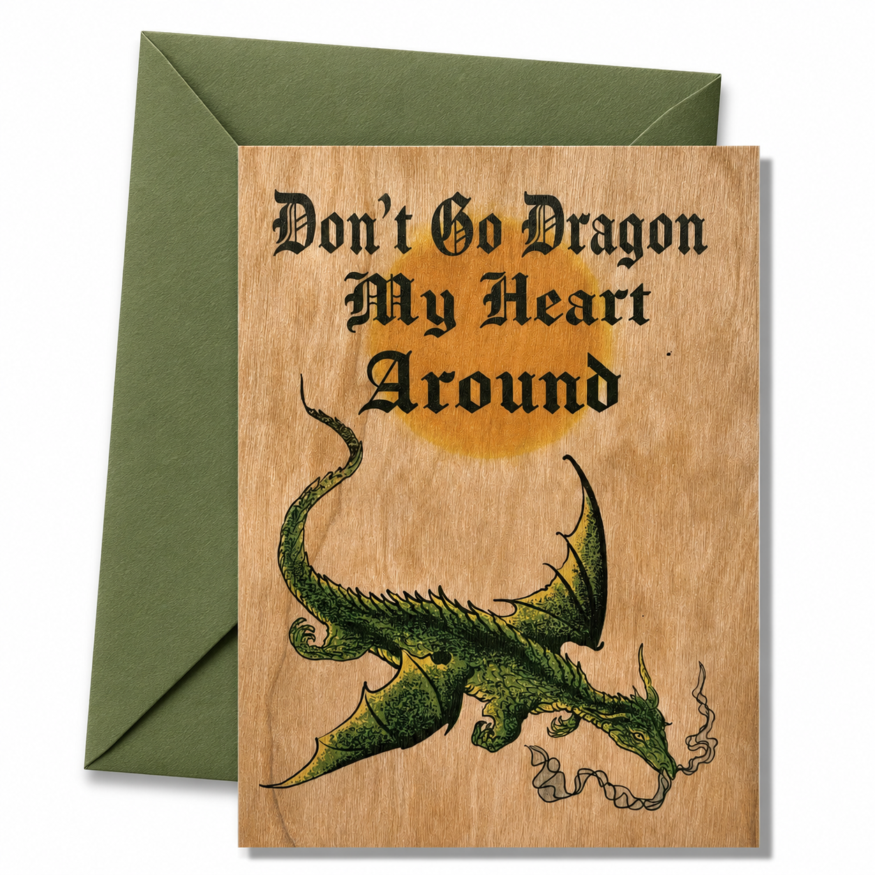 Wood Folding Card - Dragon