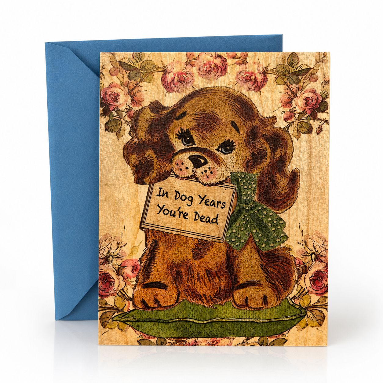 Wood Folding Card - In Dog Years