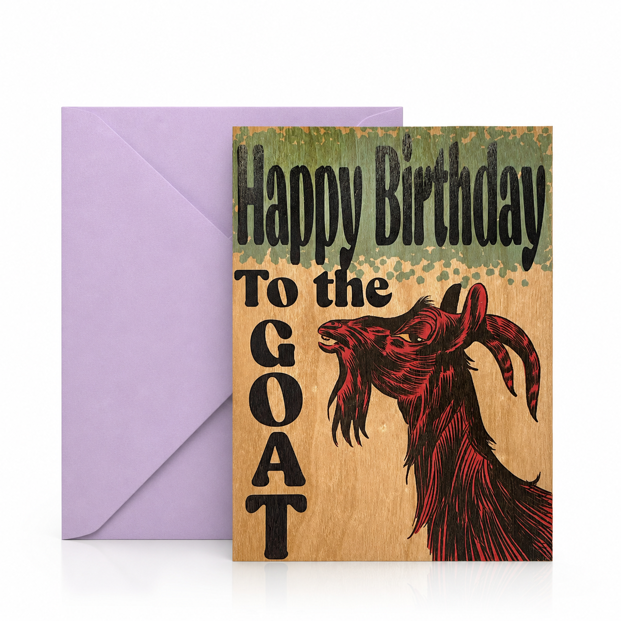 Wood Folding Card - Goat
