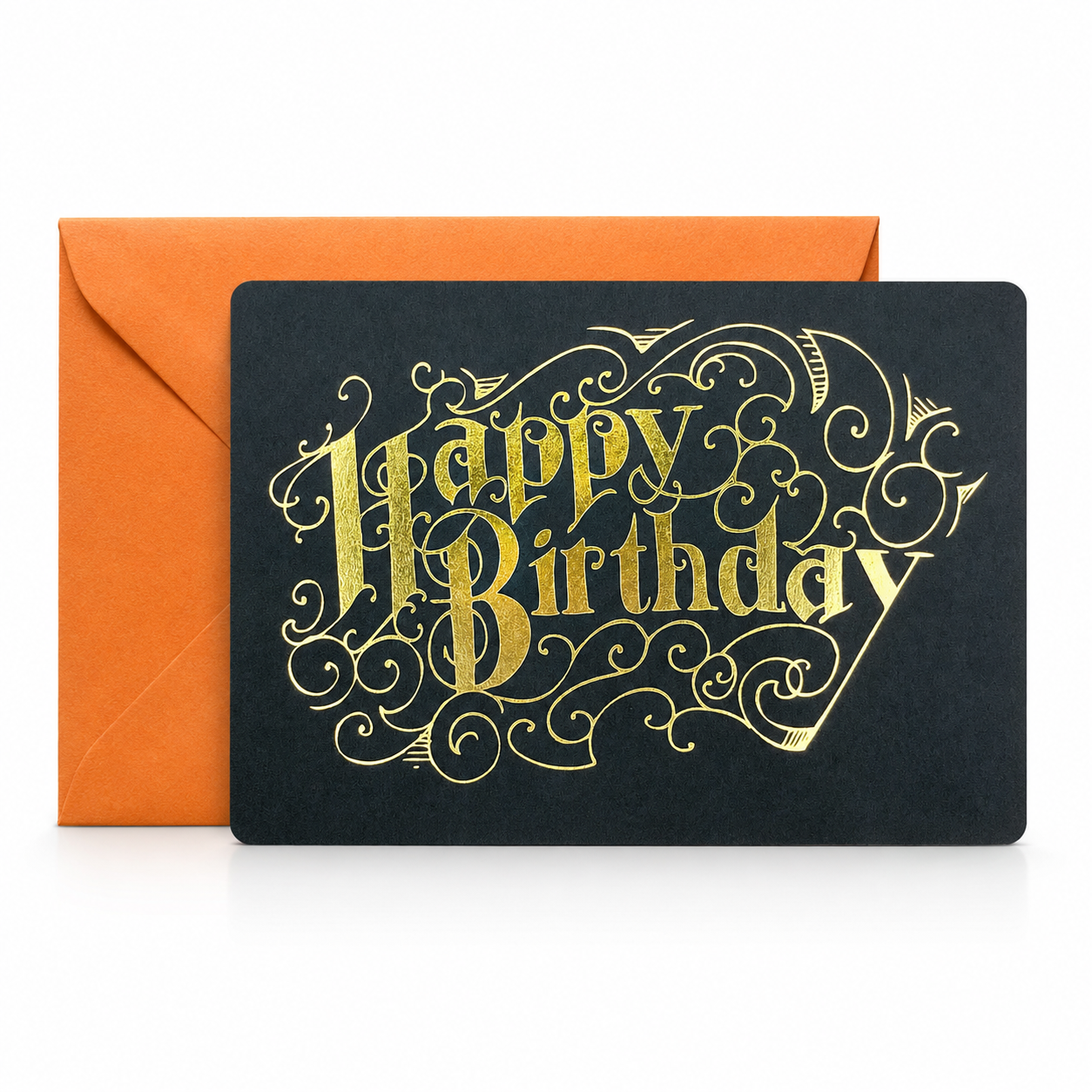 Happy Birthday Black and Gold Foil Card