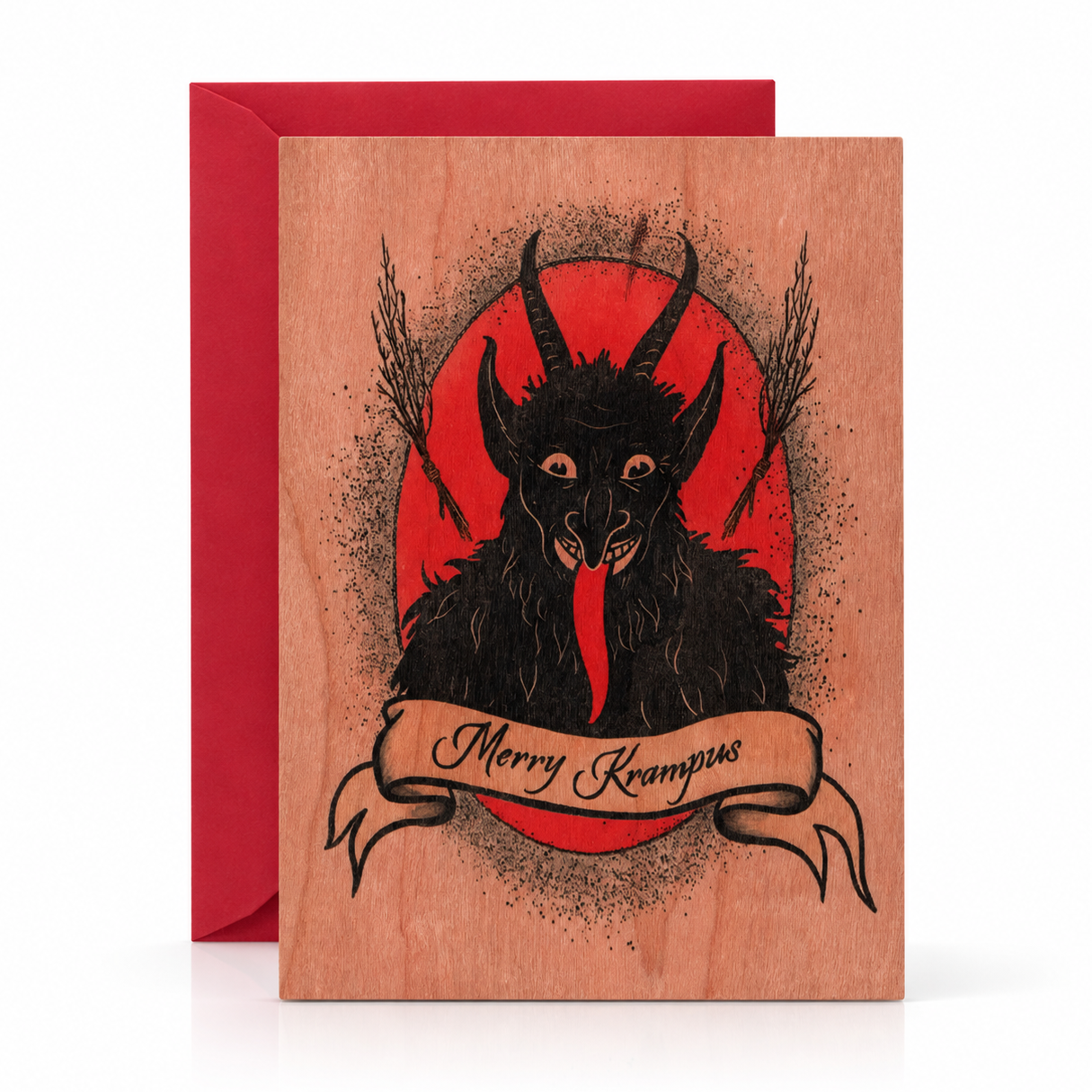 Holiday Wood Folding Card - Krampus