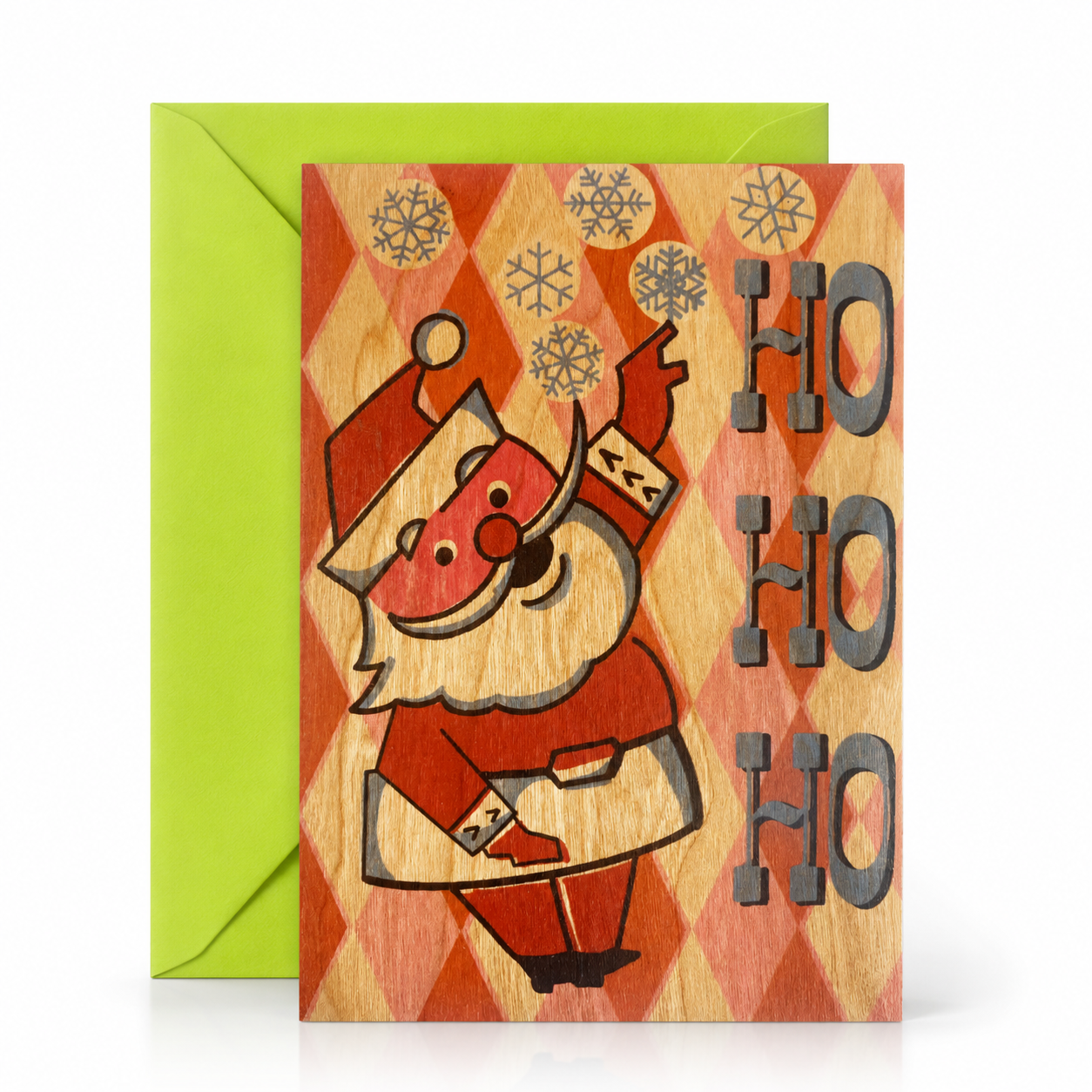 Wood Folding Card - Ho Ho Ho