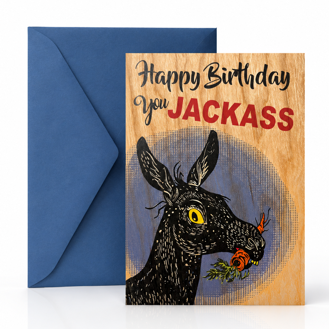 Wood Folding Card - Hungry Jackass