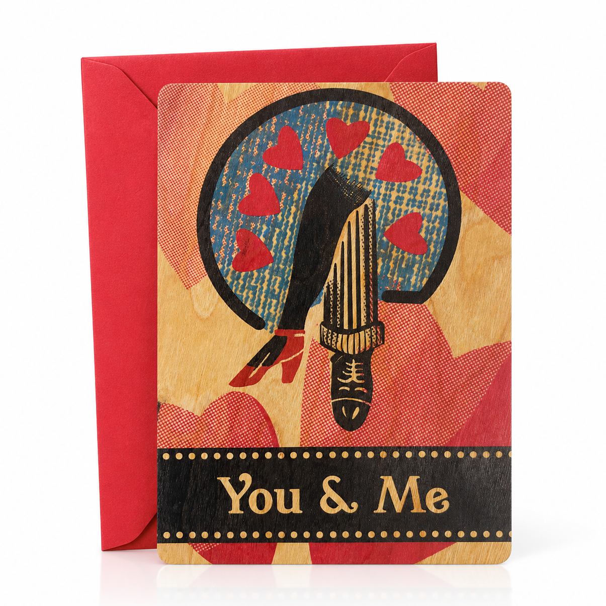 Wood Folding Card - Lovers Legs