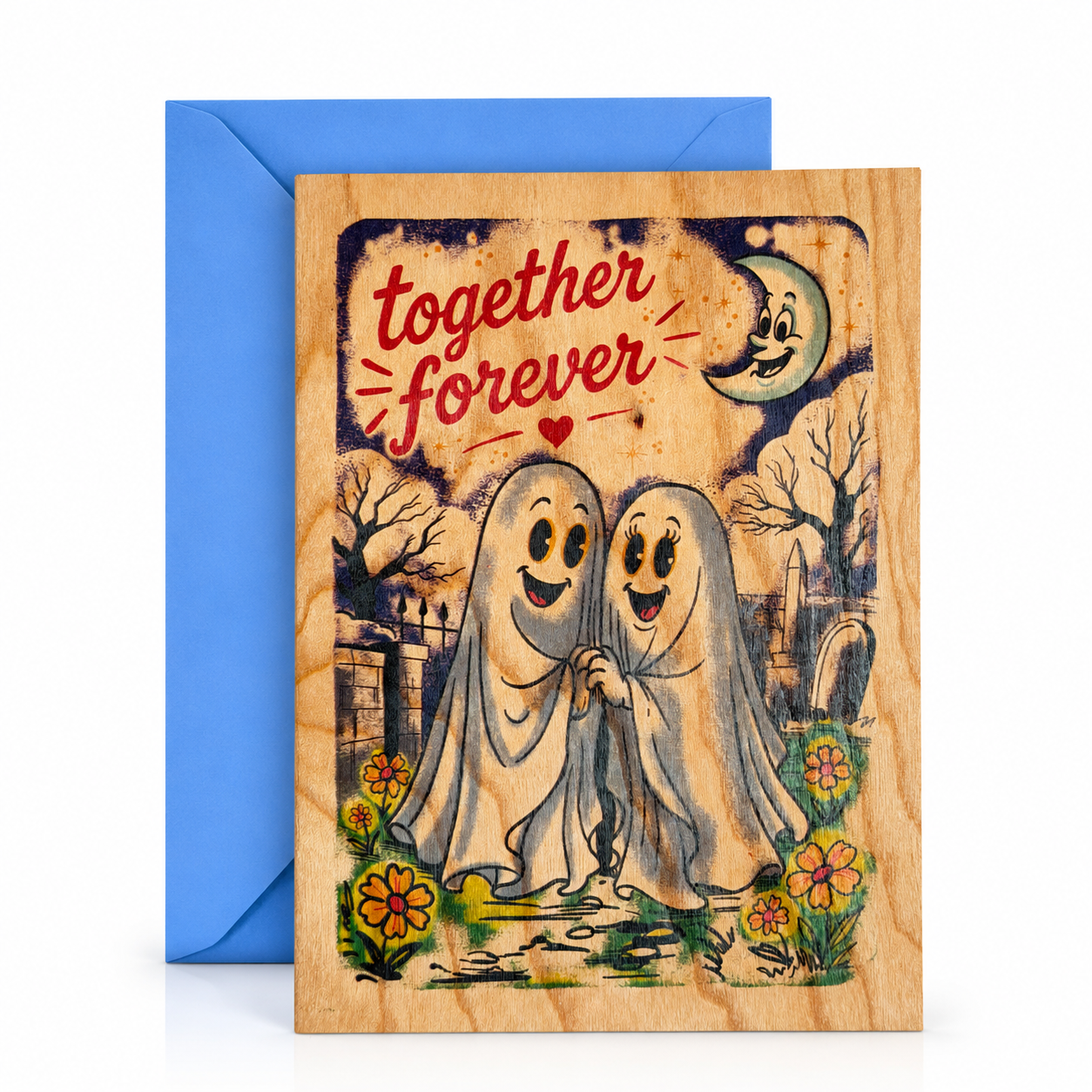 Wood Folding Card -Ghosts Together Forever