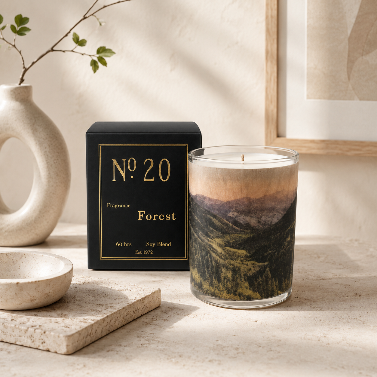 No. 20 Forest Wood Wrapped Candle