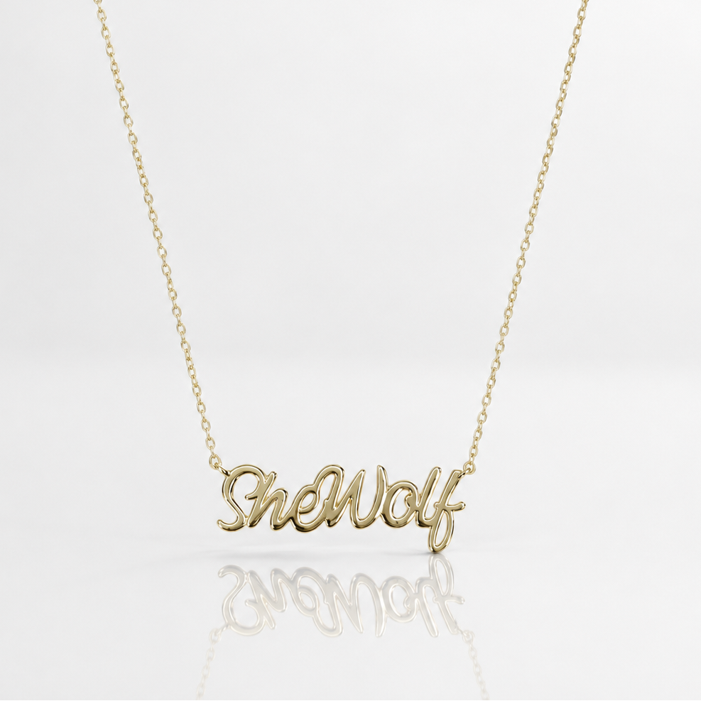 Shewolf Script Necklace