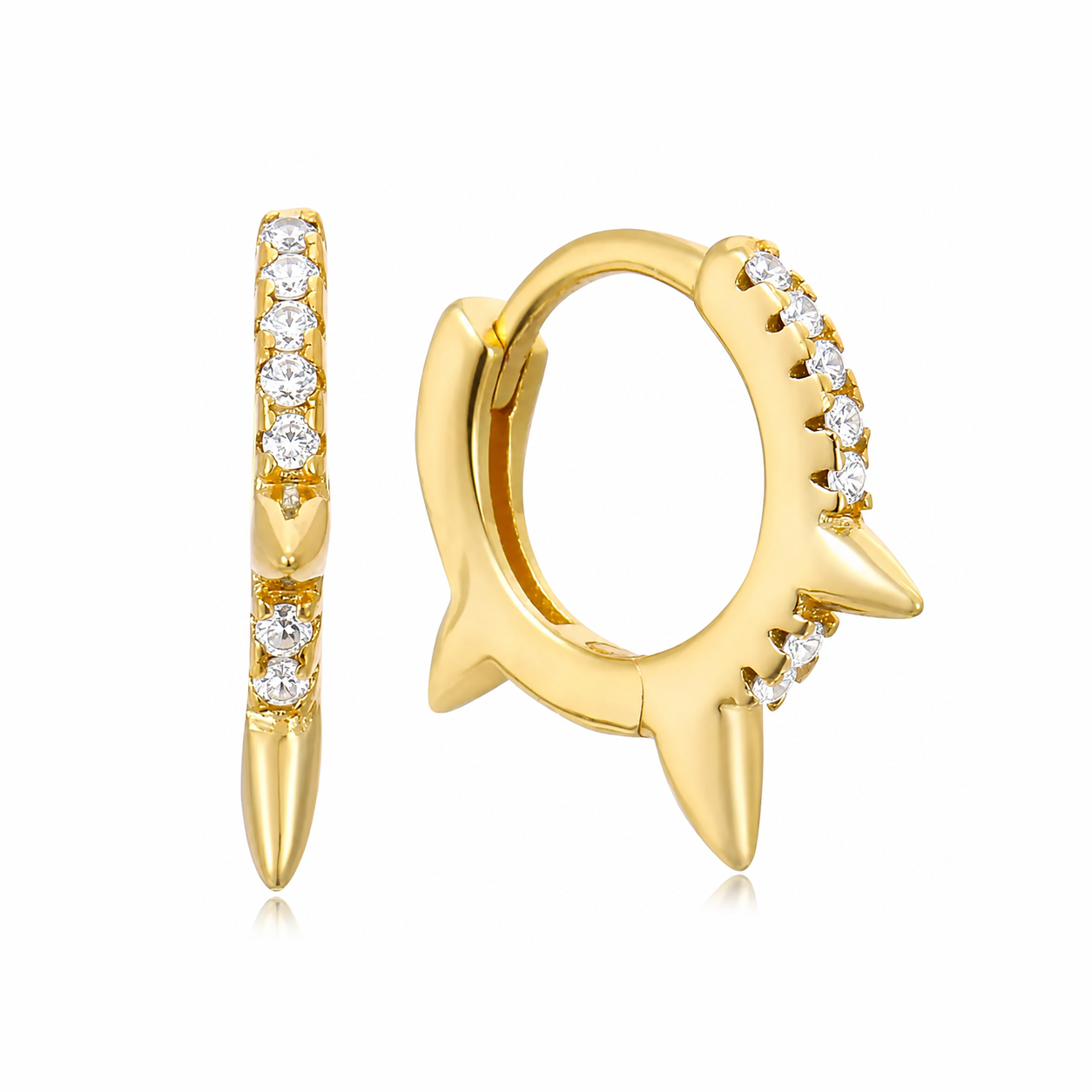 Clear Stone Spike Huggie Earrings