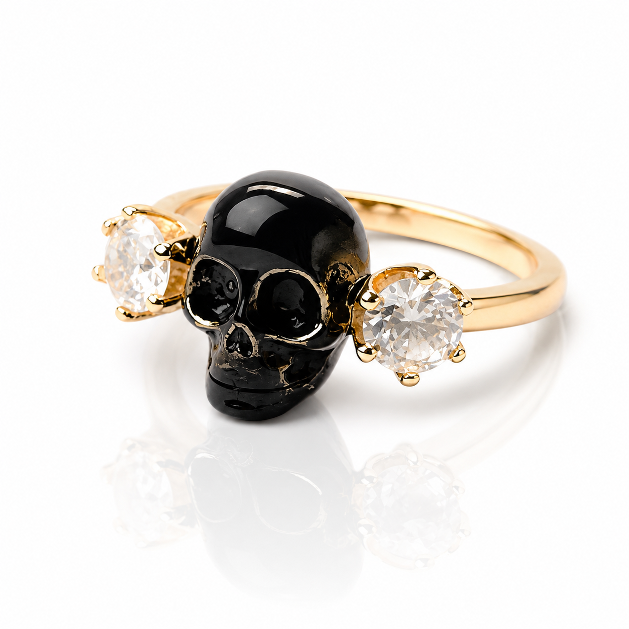 Vanitas Noir Crown Skull Oxidized Silver Ring