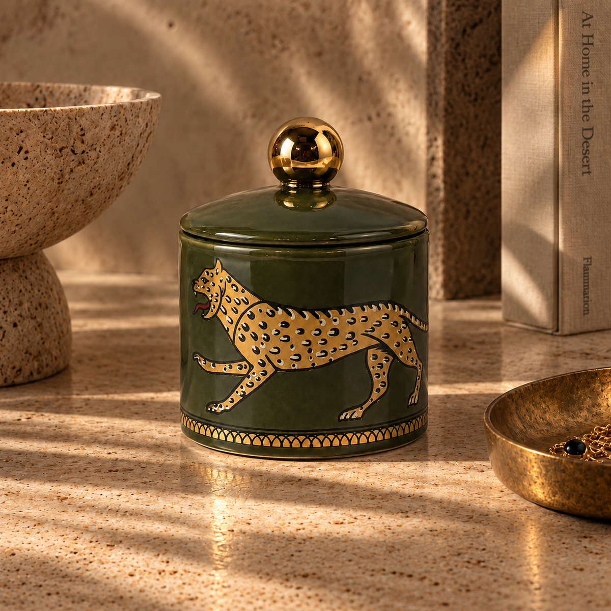 Ceramic Lidded Jar - Leopard