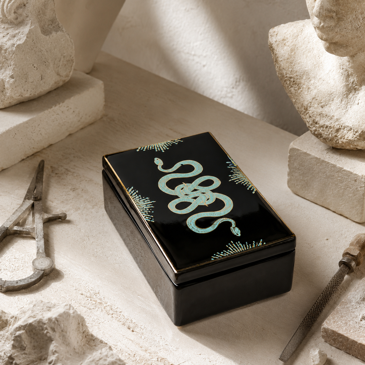 Golden Age Snake ceramic Box