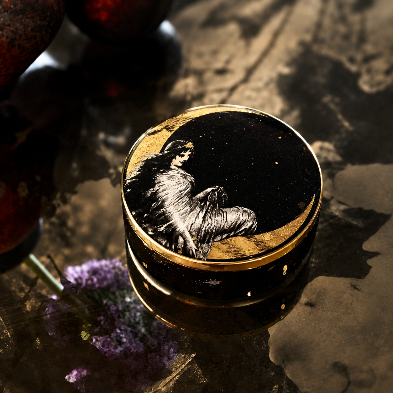 Ceramic Trinket Box - Moon Angel