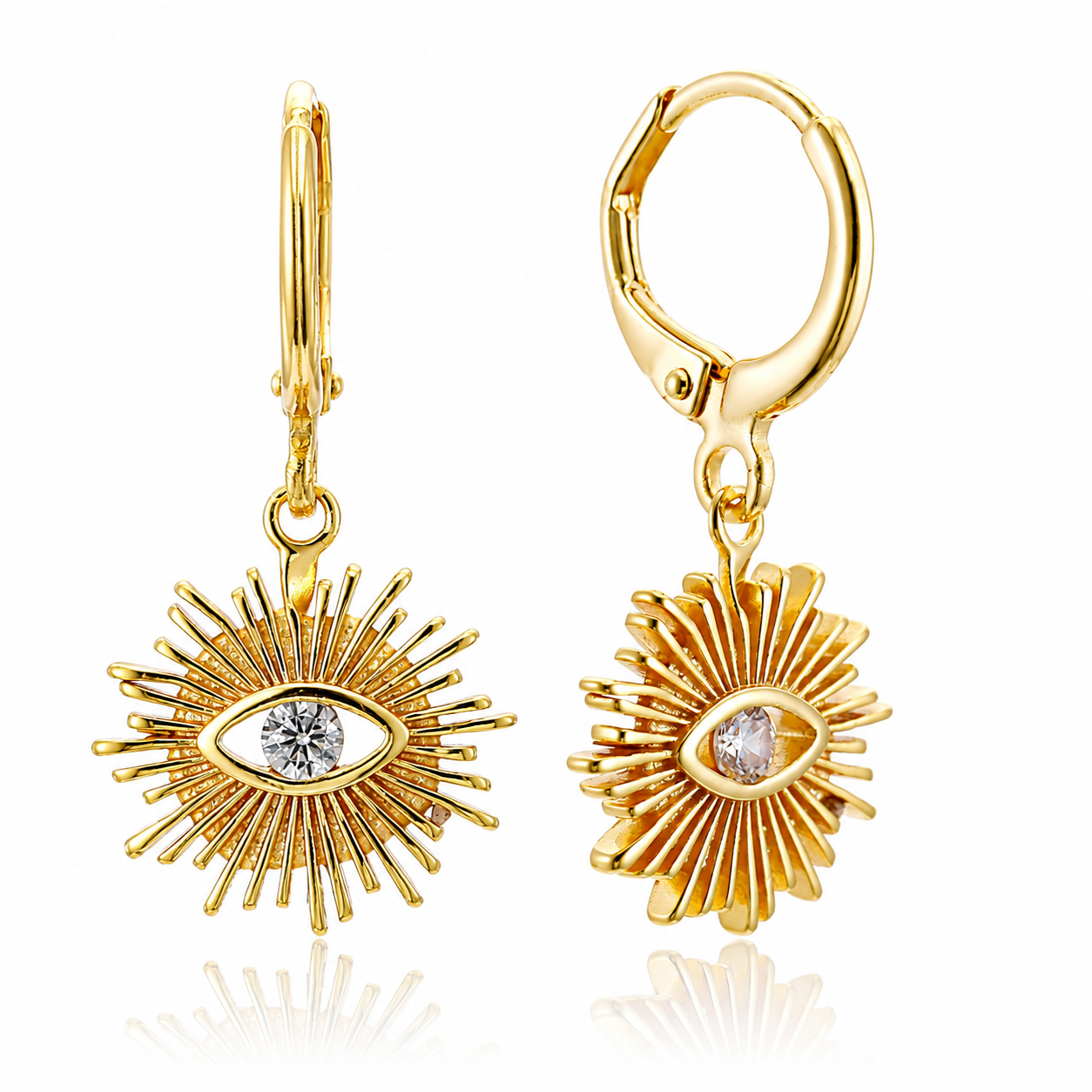 Golden Eye Huggie Earrings