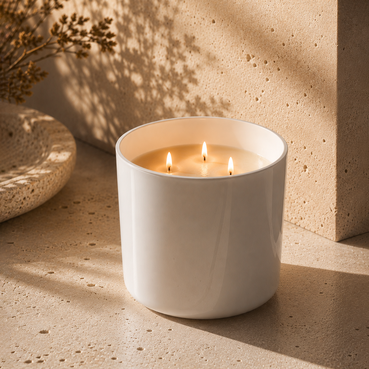 White Light Triple Wick Candle