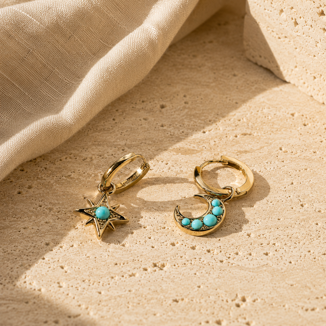 Nova Turquoise Dangle Huggie Earrings