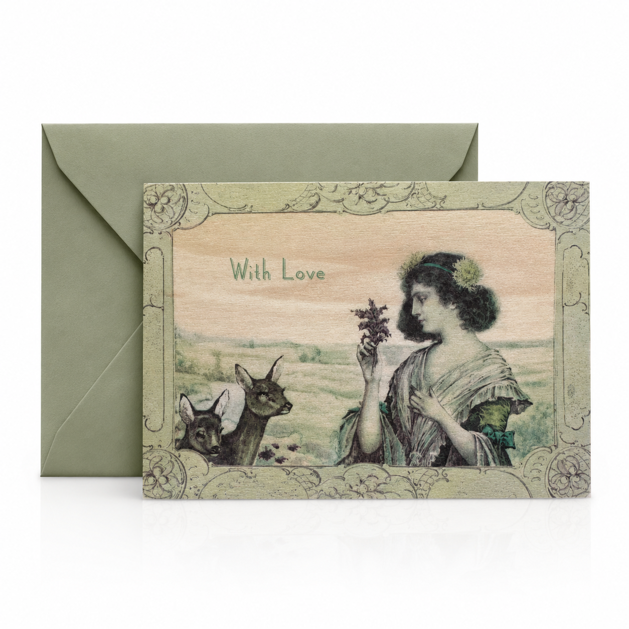 Wood Folding Card - With Love