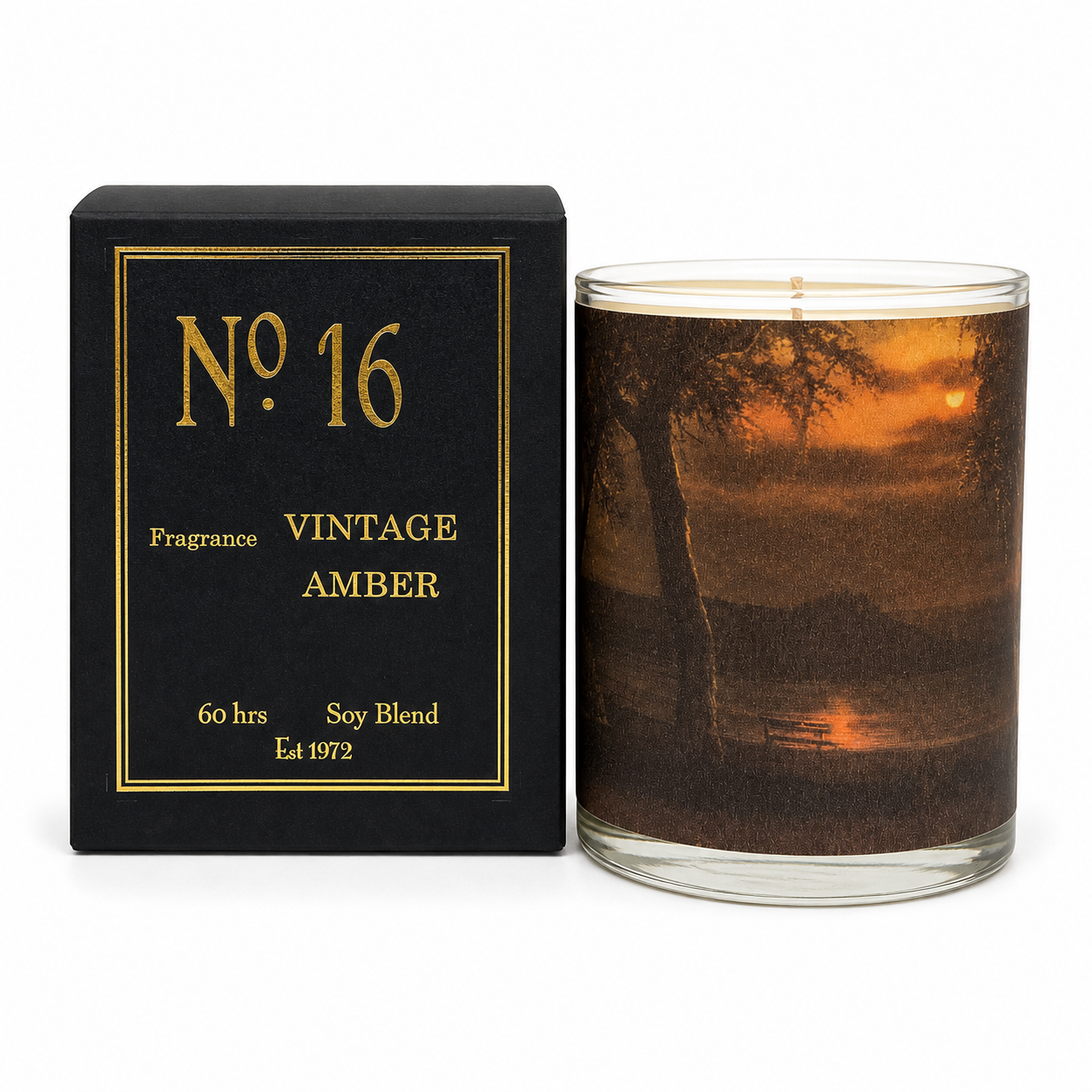 No. 16 Vintage Amber Wood Candle